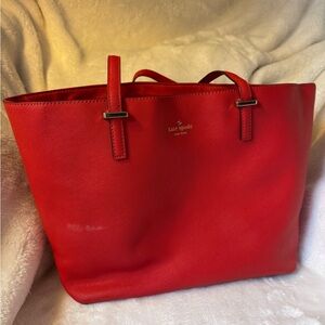 kate spade NY Red Saffiano Leather Tote Bag